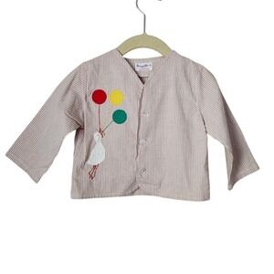 HONEYSUCKLE VINTAGE 60s Seersucker Stork Balloon‎ Baby Jacket 18M